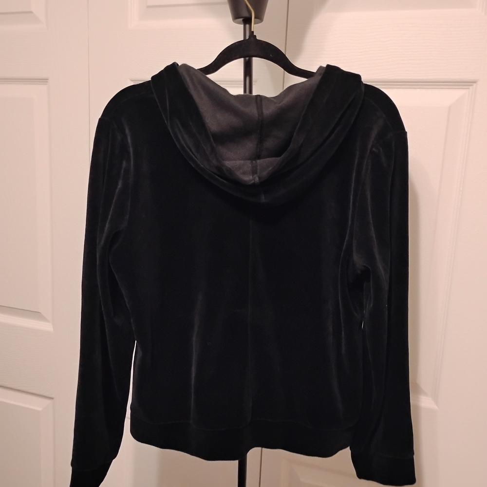 Ralph Lauren Black Velvet Women's Hoodie Jacket Size L Vtg - Picture 4 of 5